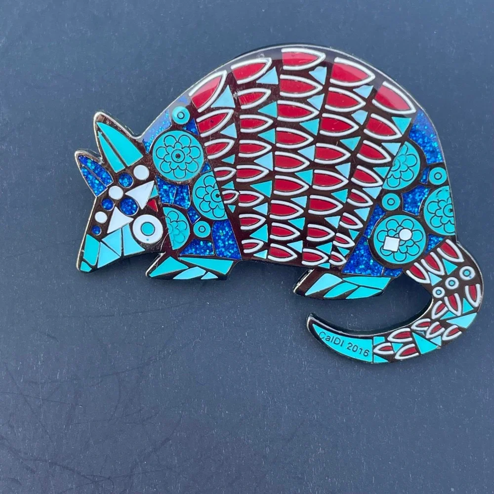 Destination Imagination 2016 Geometric Fox Armadillo Enamel Pin Set 2pc Glitter